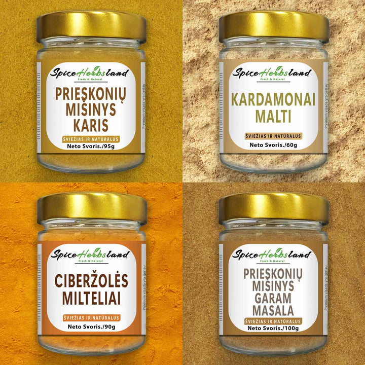 Indijas garšvielu komplekts - 4 gab. iepakojumā