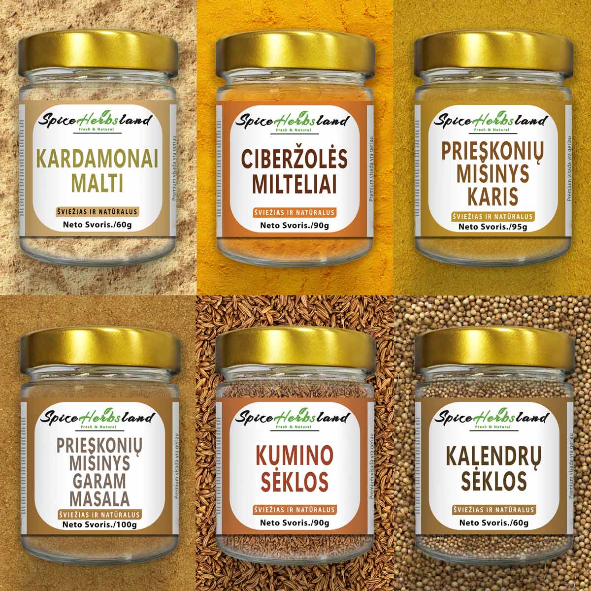 Indijas garšvielu komplekts - 6 gab. iepakojumā