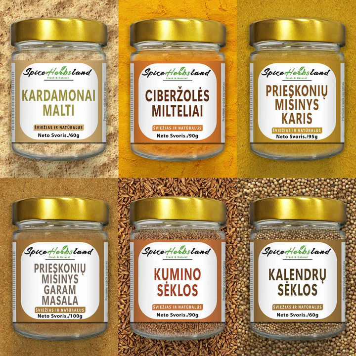 Indijas garšvielu komplekts - 6 gab. iepakojumā