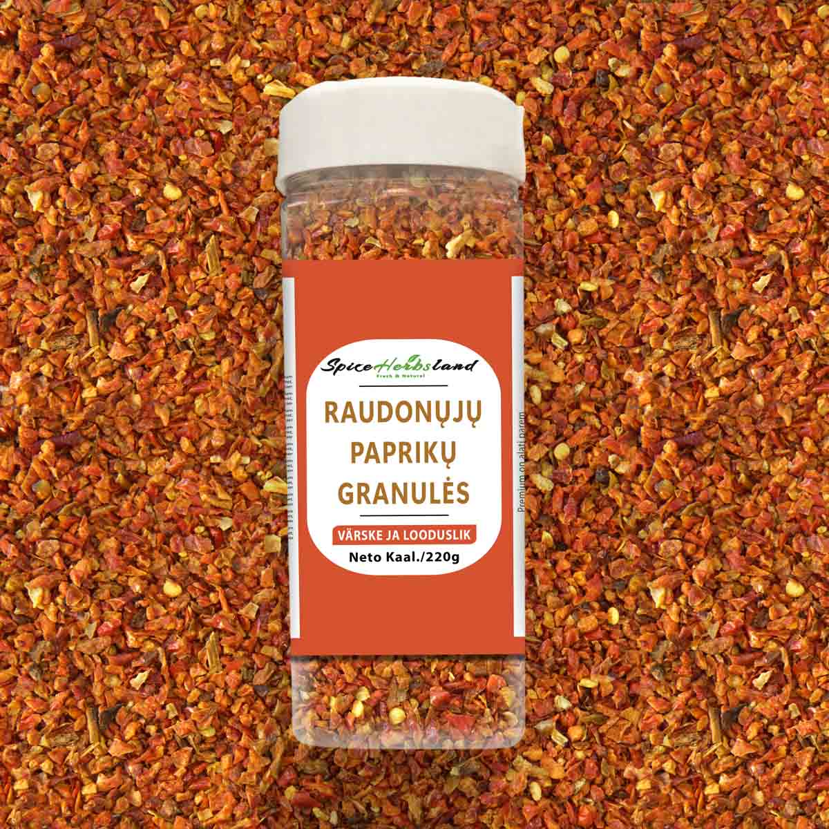 Raudonosios paprikos granulės 3*3 mm